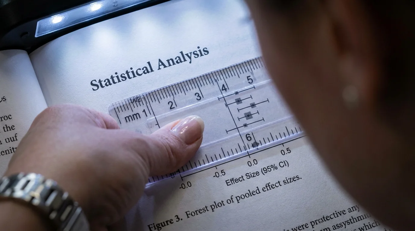 Close-up of statistical analysis section on paper