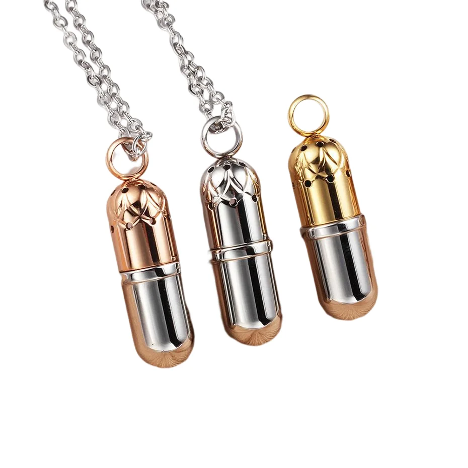 

Wollet Latest Perfume bottle opens stainless steel sachets aromatherapy pendant essential oil Necklace