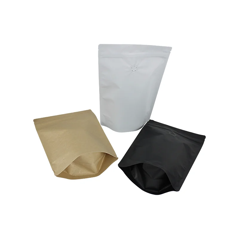 

Ready To Ship 1Lb 16Oz 500G Plain BlackWhiteBrown Stand Up PouchBag For Coffee Packaging