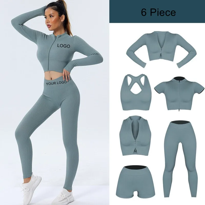 

Wholesale Fitness Yoga Wear 6PCS Seamless Workout Women Gym Sets
