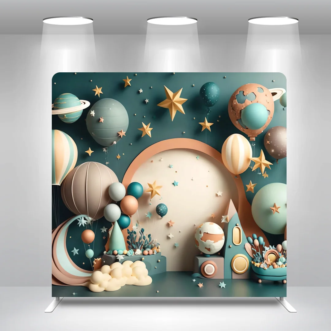 Starry Sky 8x8ft 10x8ft 10x10ft 20x8ft Birthday Straight Pillow Case Photo Booth Backdrop Cover