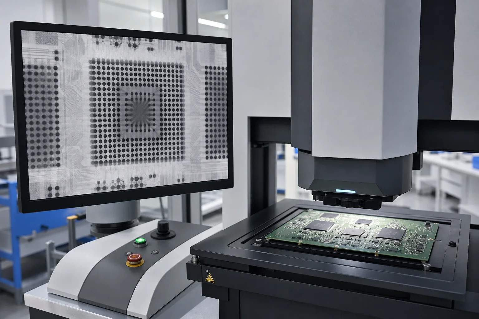 X-ray inspection of a PCB with BGA packages
