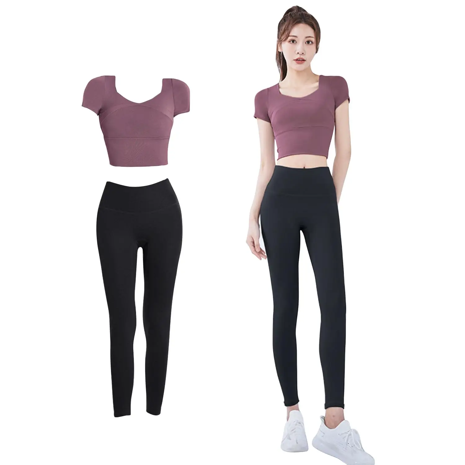 Short Sleeve High-Waisted Breathable Yoga Set