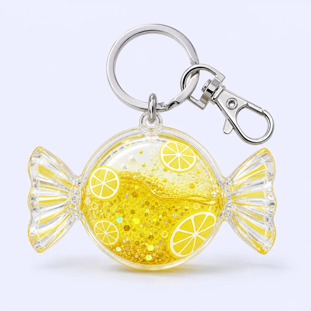 Sweet Peach Cream Quicksand Candy Keychain