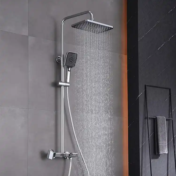 Luxury Bathroom Installation Scene with Full Cascade Drench chrome-thermostatic-shower-set-scene