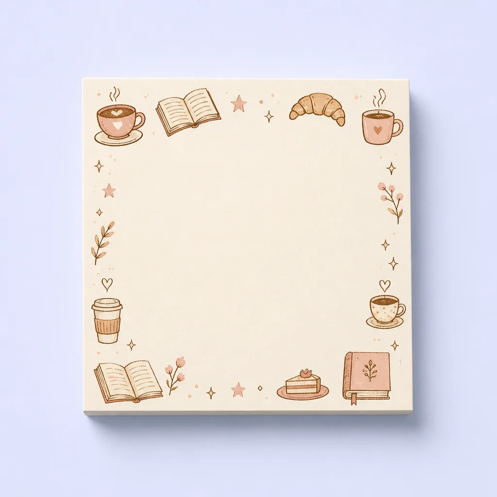 Cozy Cafe Reading Doodles Memo Pad