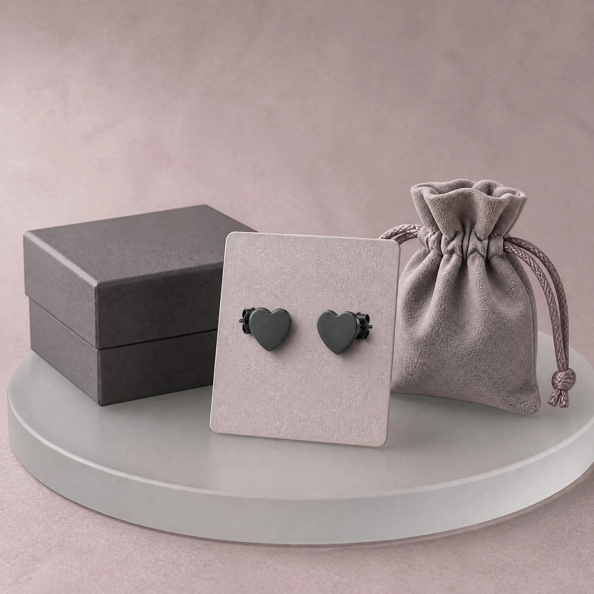 PVD heart earrings packaging and gift box