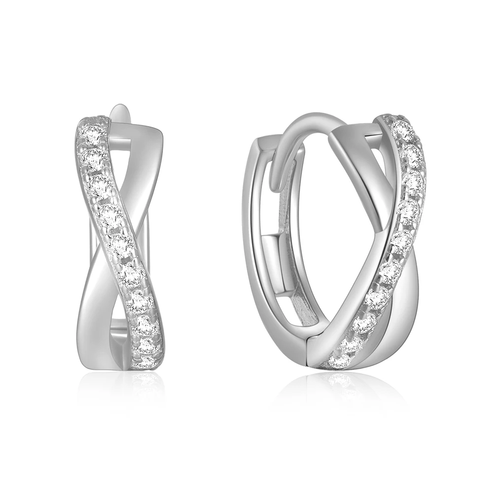 

CANNER Fashion Simple Classic Cross Cubic Zirconia Hoop Earrings S925 Sterling Silver Huggies Earrings 18K Gold Plated for Women