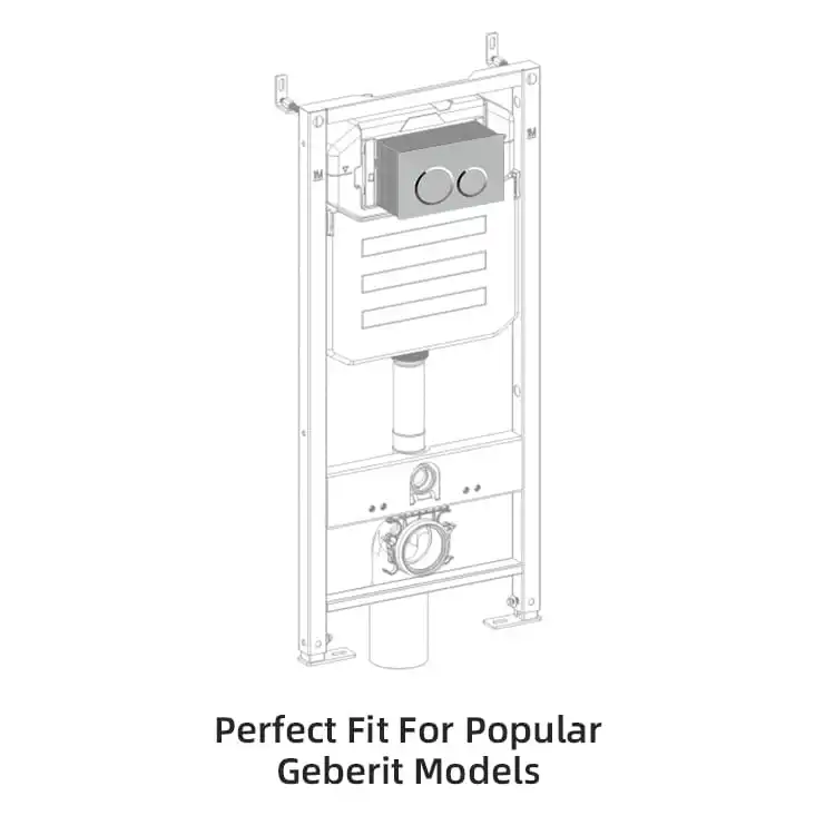 Silver ABS Dual Flush Plate With Circular Button Outline For Wall Cisterns