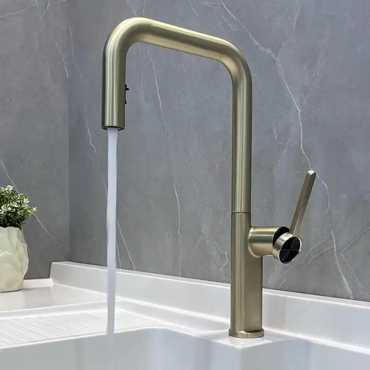 Black Gold Pull Out Faucet Model 107 B2E-BG Material Detail black-gold-pull-out-faucet-detail