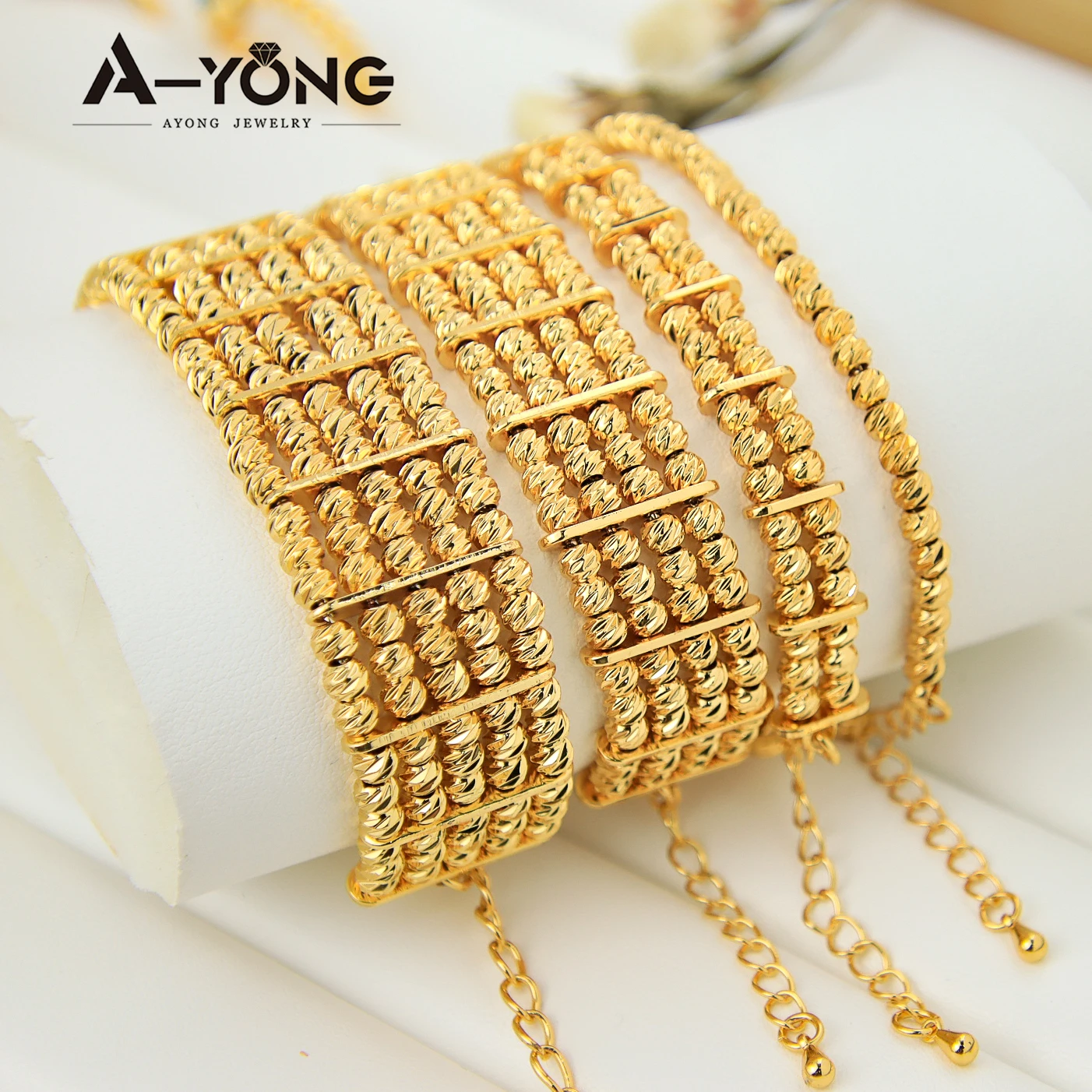 

In Stock Bead Bracelet Women Double Layer Bangle Gold Bracelet Women Jewelry