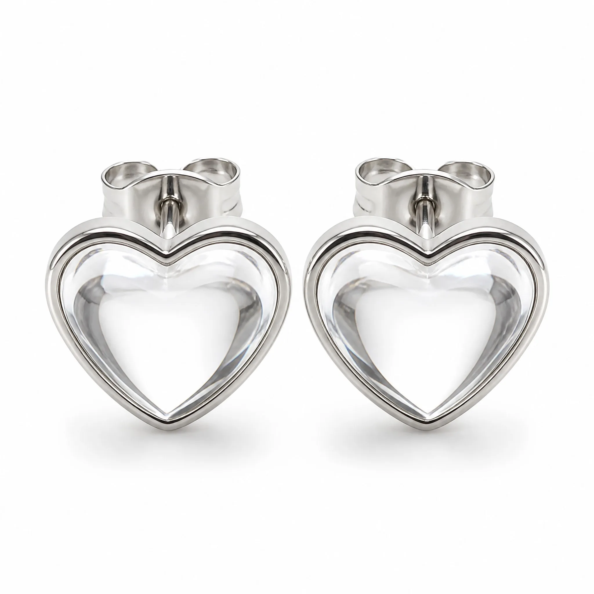 Epoxy resin heart stud earrings