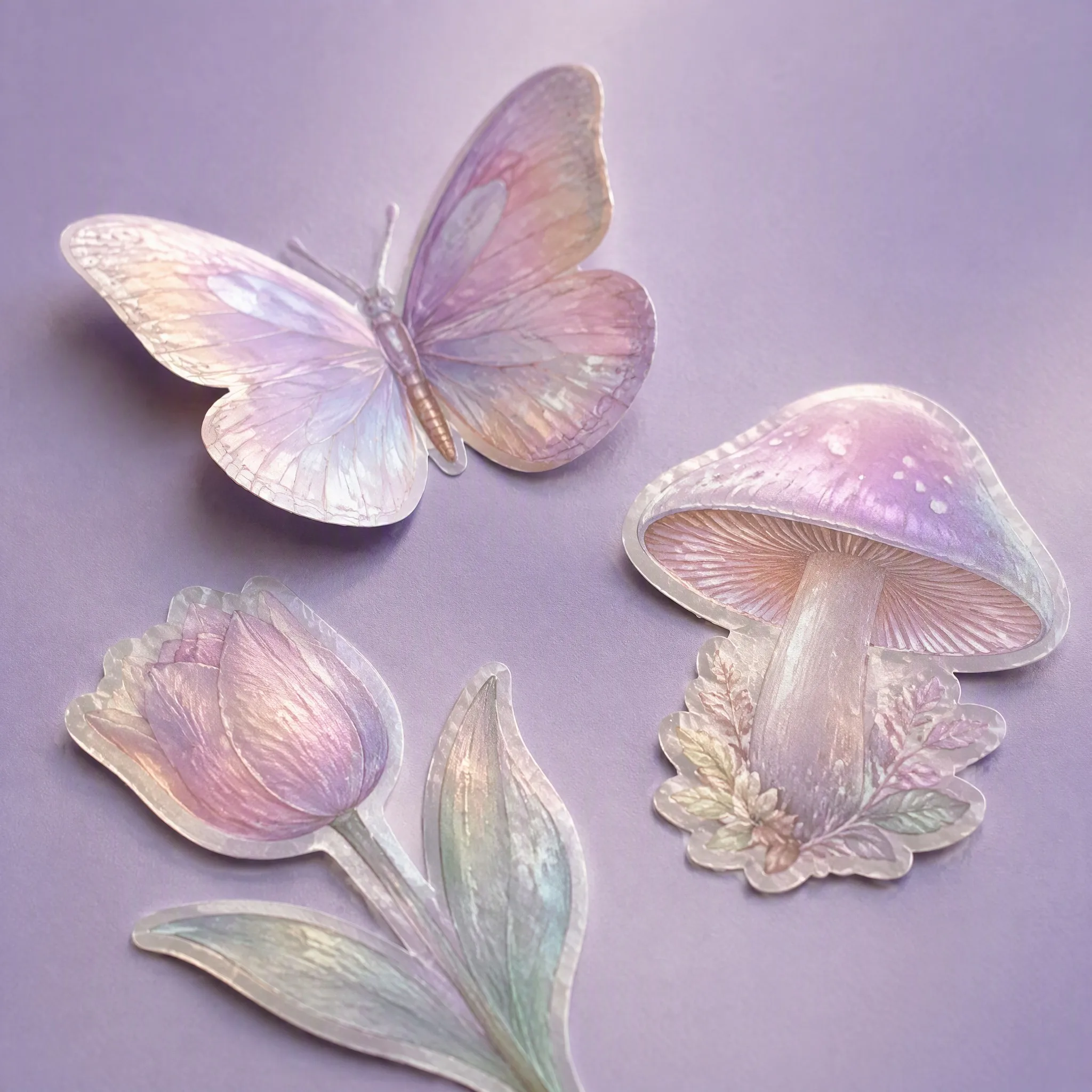 Macro detail of pearlescent sticker - soft luminous pearl sheen