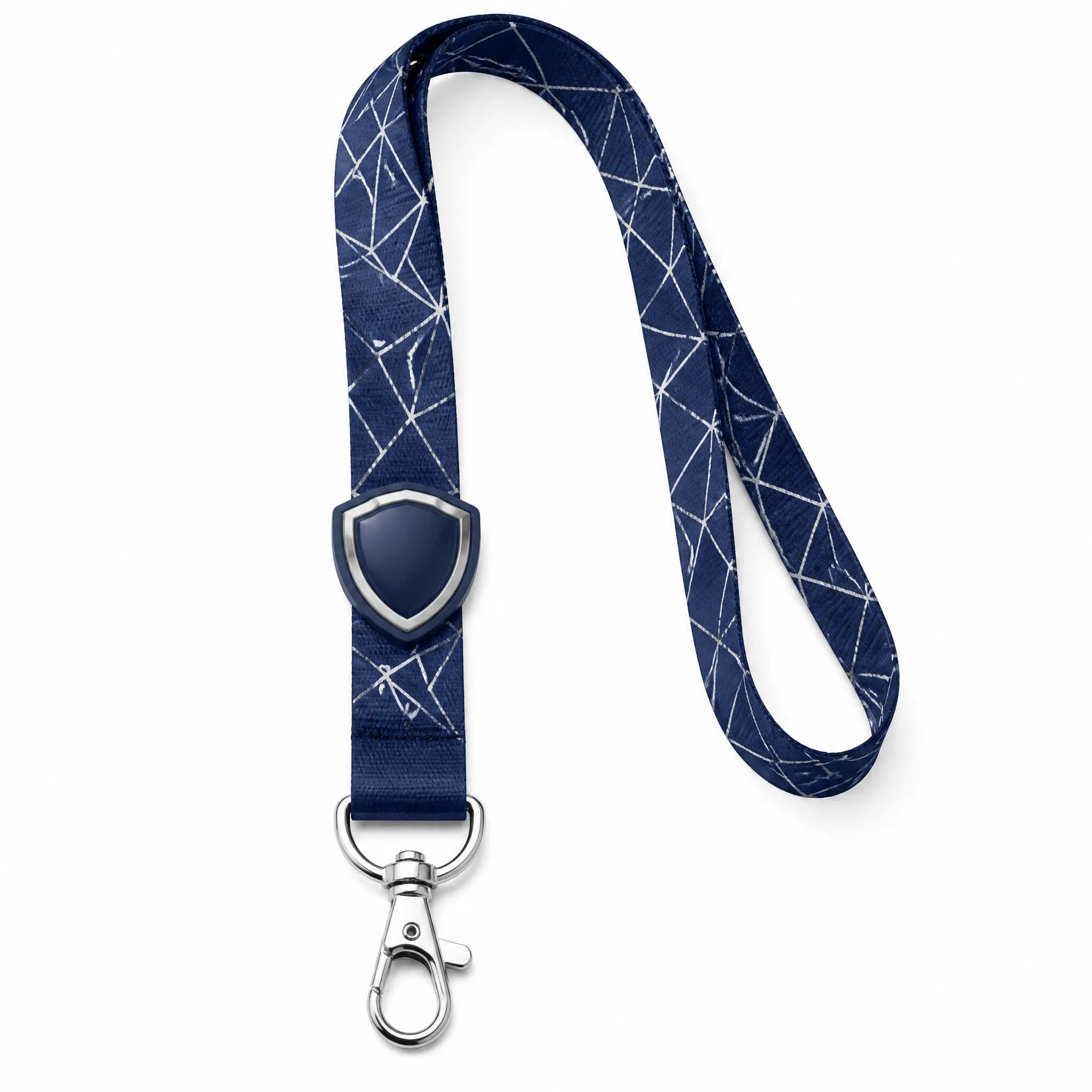 Custom 3D rubber logo lanyard with metal lobster claw clip on pure white background