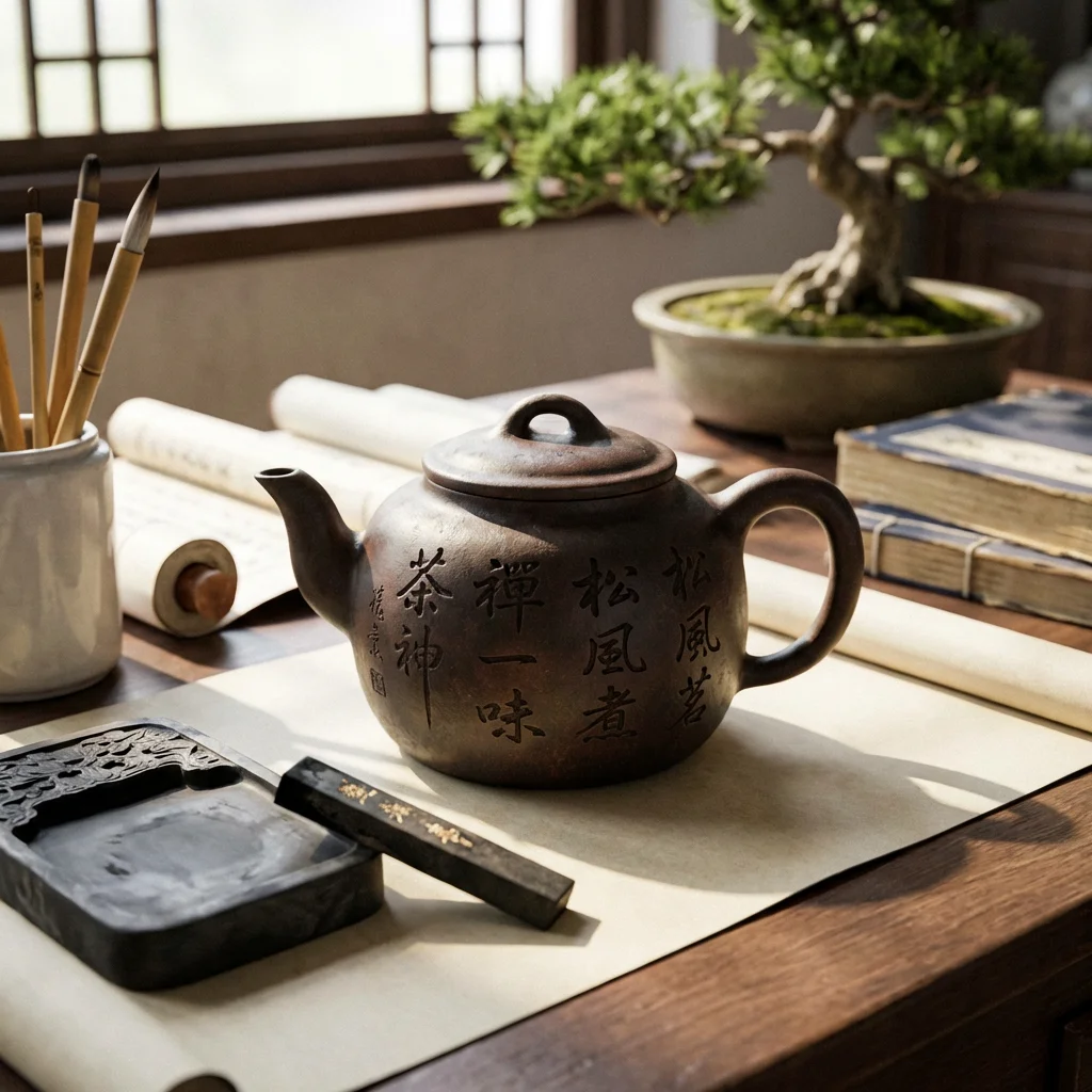 Zisha Teapot with Calligraphy