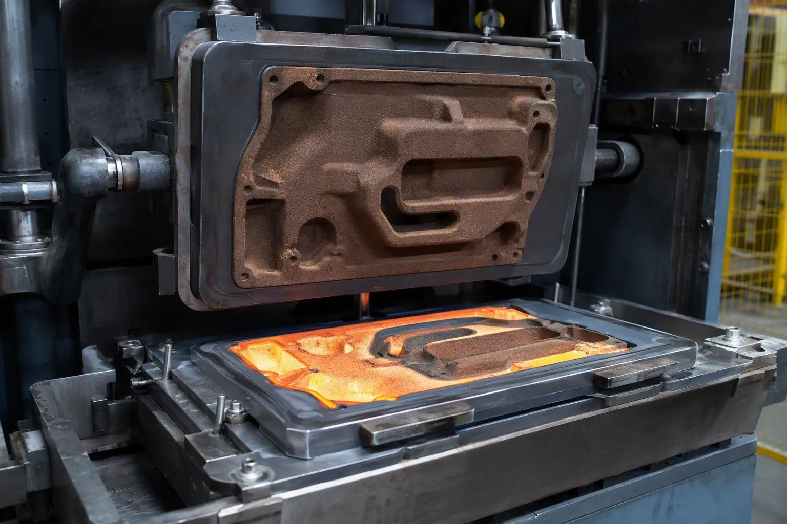 Shell mold casting — heated metal pattern with thin resin-sand shell formed on pattern plate