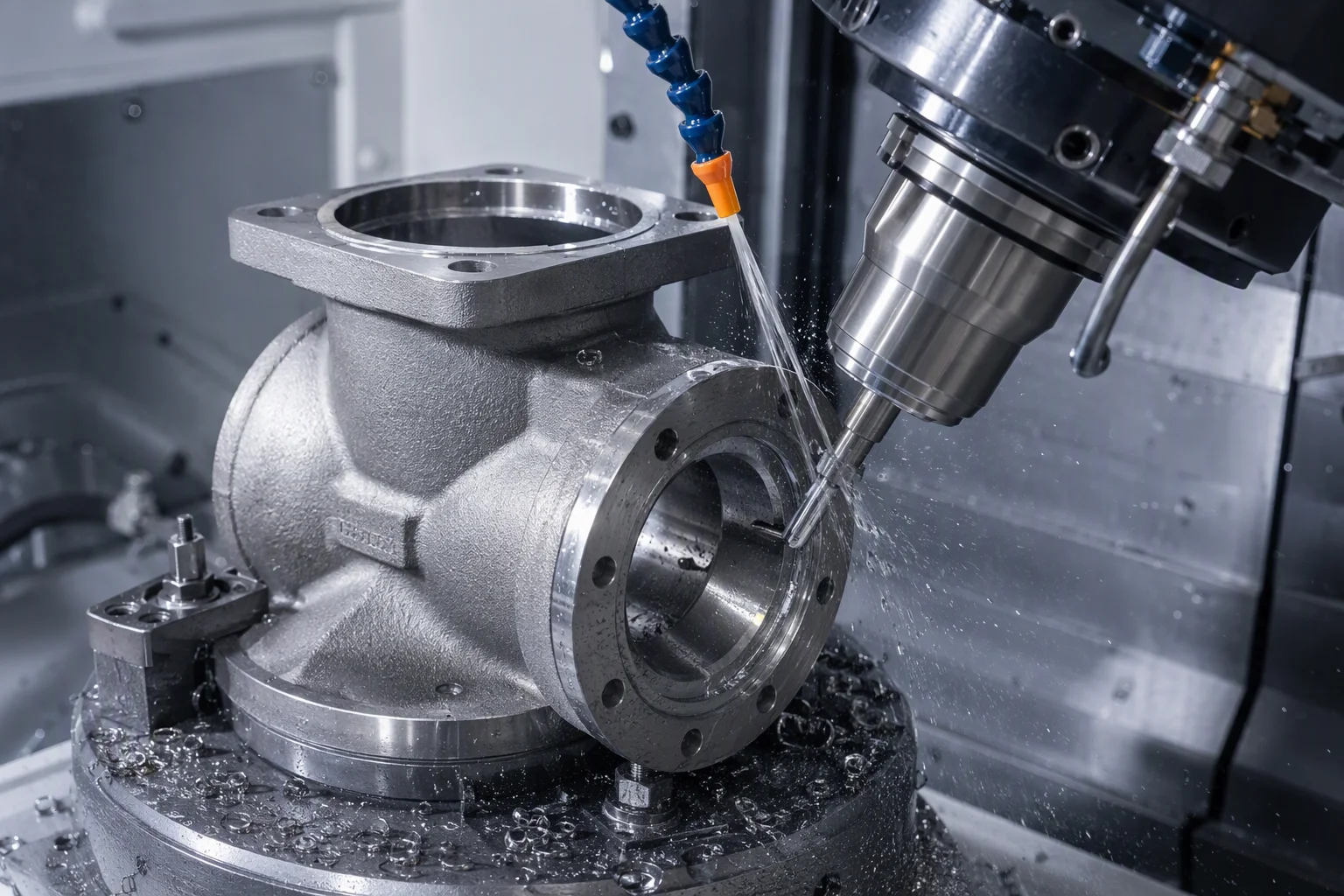 5-axis CNC machining center precision turning spherical ball seal cavity of cryogenic valve