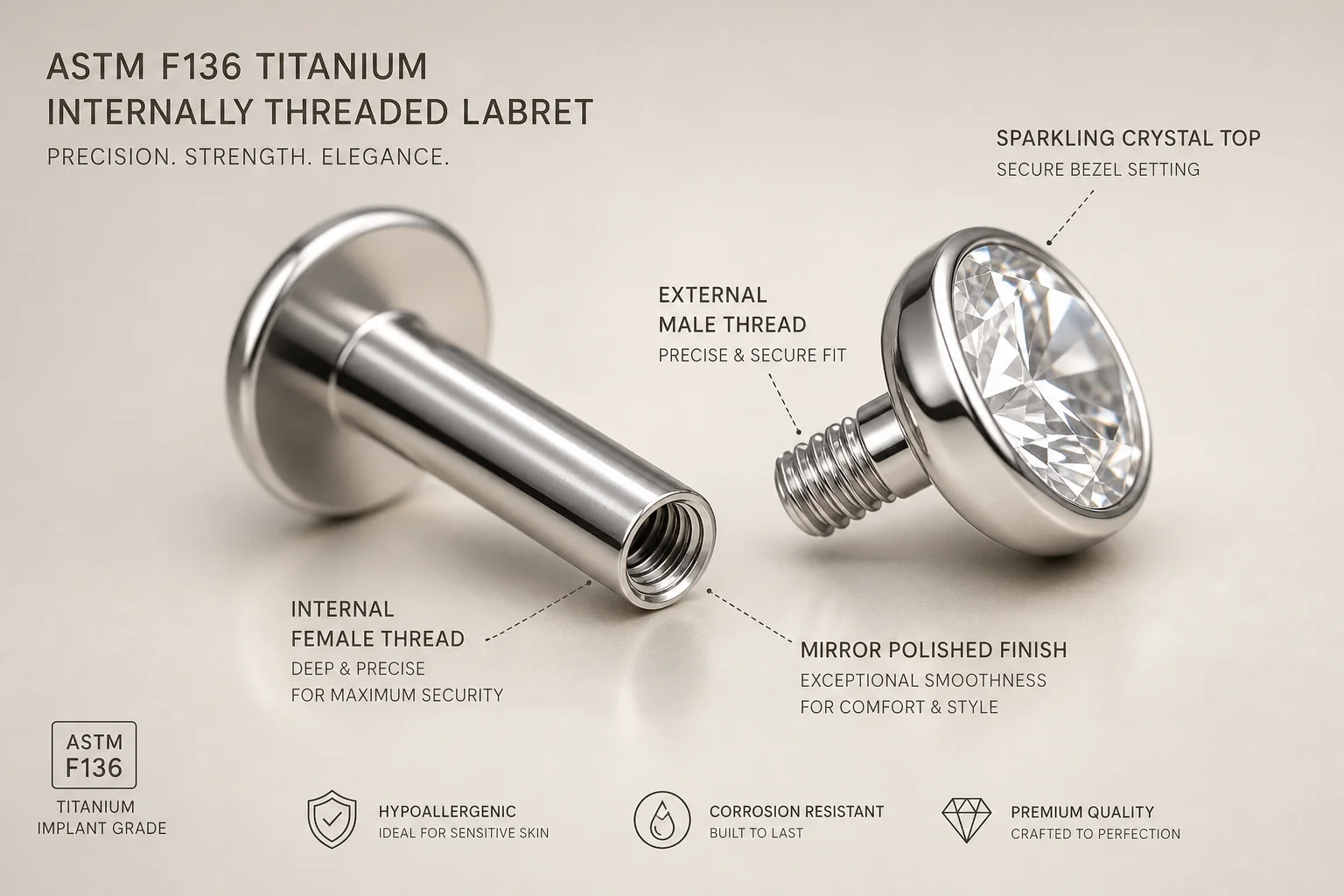 How Gezuby Internally Threaded Titanium Piercings Work