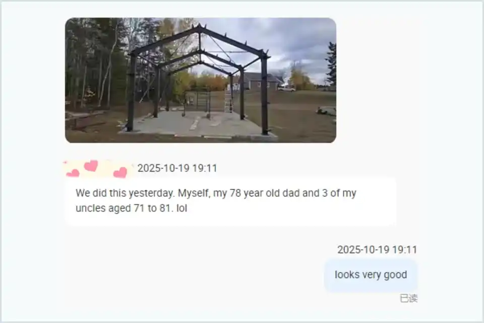 Installation Feedback shared by a Zishenlong steel building customer