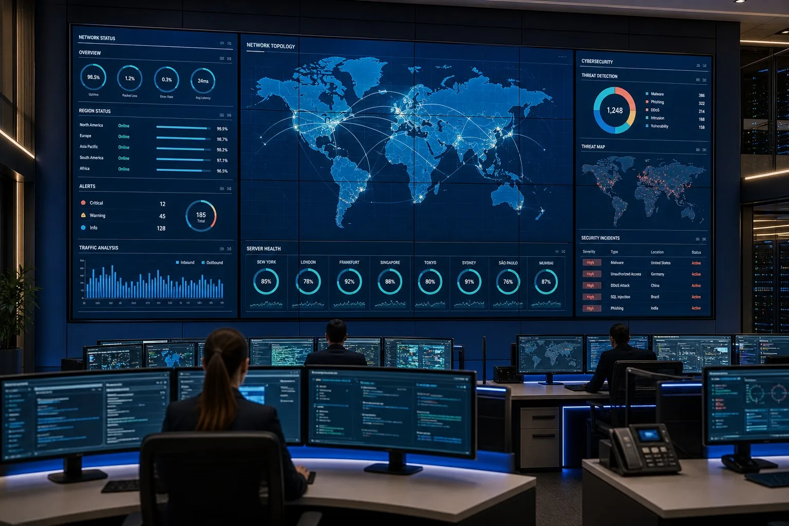 Modern SOC Command Center with Veeluame LCD Wall