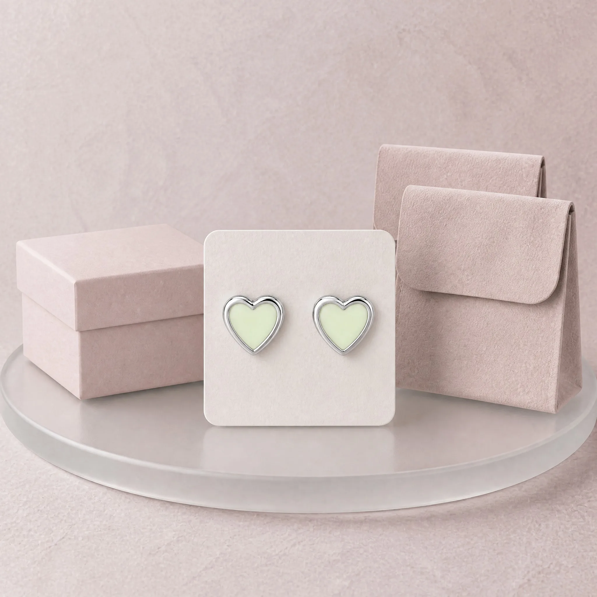 Glow heart earrings packaging and gift box