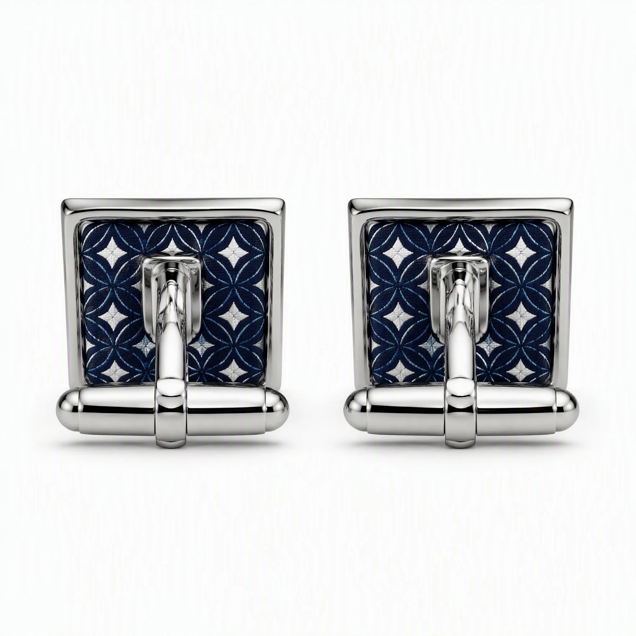 Whale back closure mechanism silver cufflinks