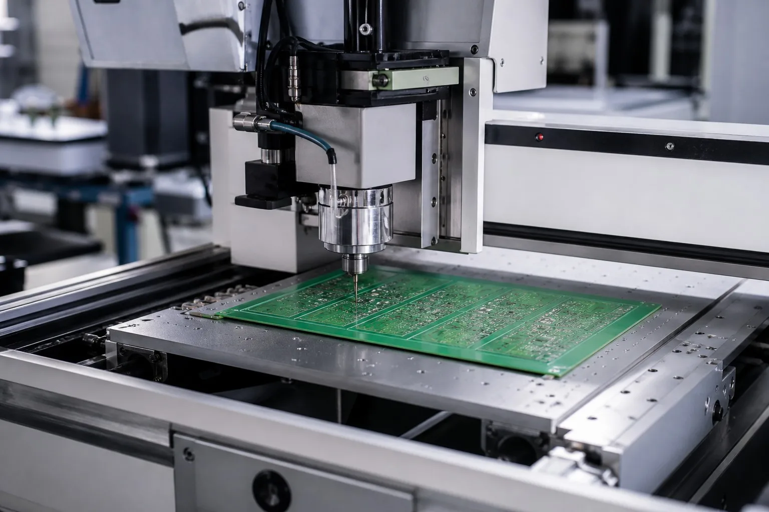 High-precision PCB drilling machine in production