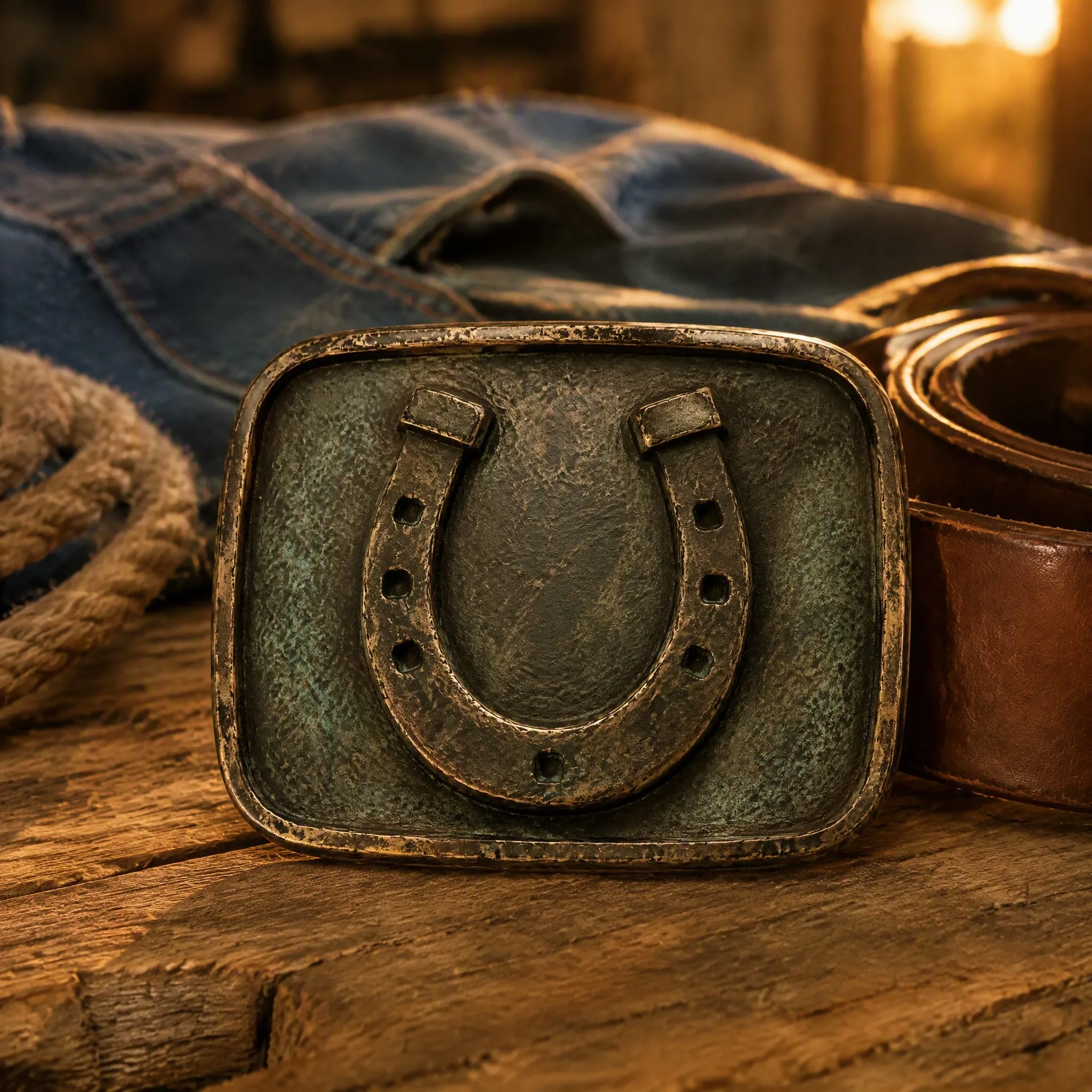 Western style scene with leather strap
