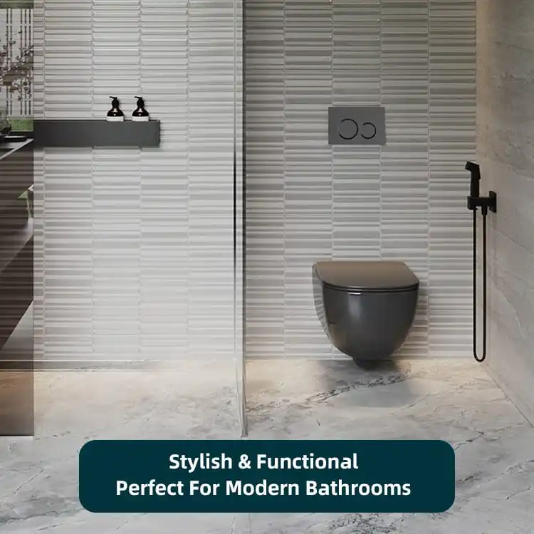 Black ABS Round-Button Flush Plate For Dark Bathroom Schemes
