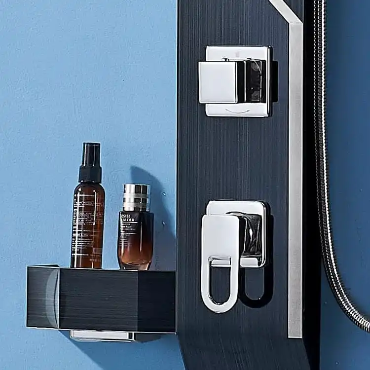 brushed-titanium-black-shower-tower-controls
