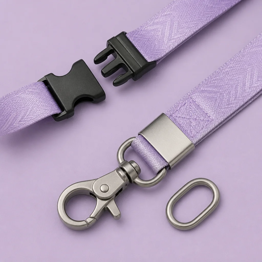 Woven Jacquard Lanyard Hardware Breakdown, Safety Breakaway & Metal Lobster Claw