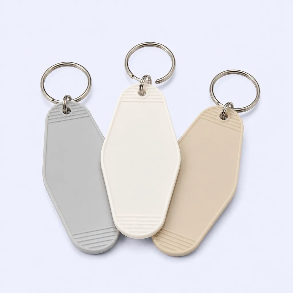 Group of blank motel key tags in different colors