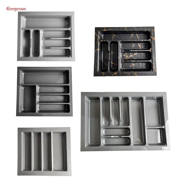 ABS cutlery tray kitchen drawer organizer G-R80500C multi-compartment cutlery tray organizer