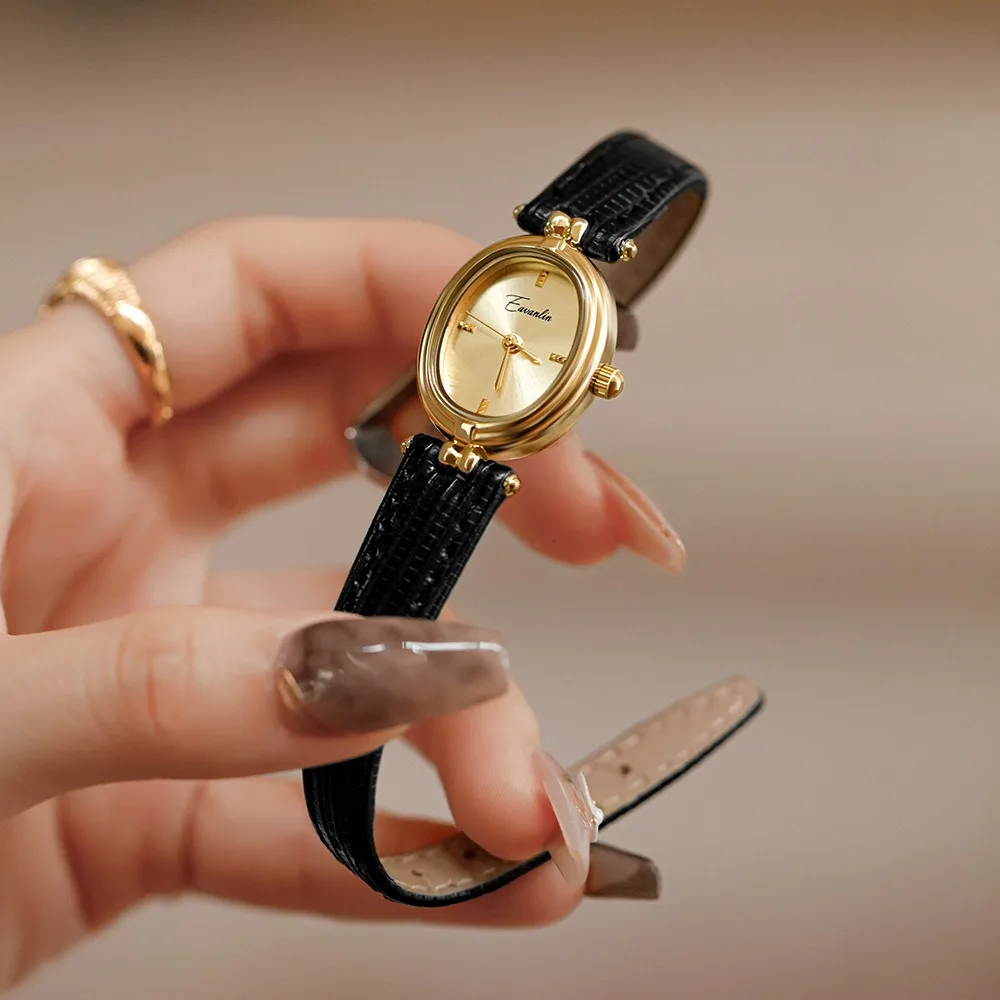 Aimgal French Vintage Quartz Watch Customizable Logo Maillard Leather 3ATM Waterproof Oval Case