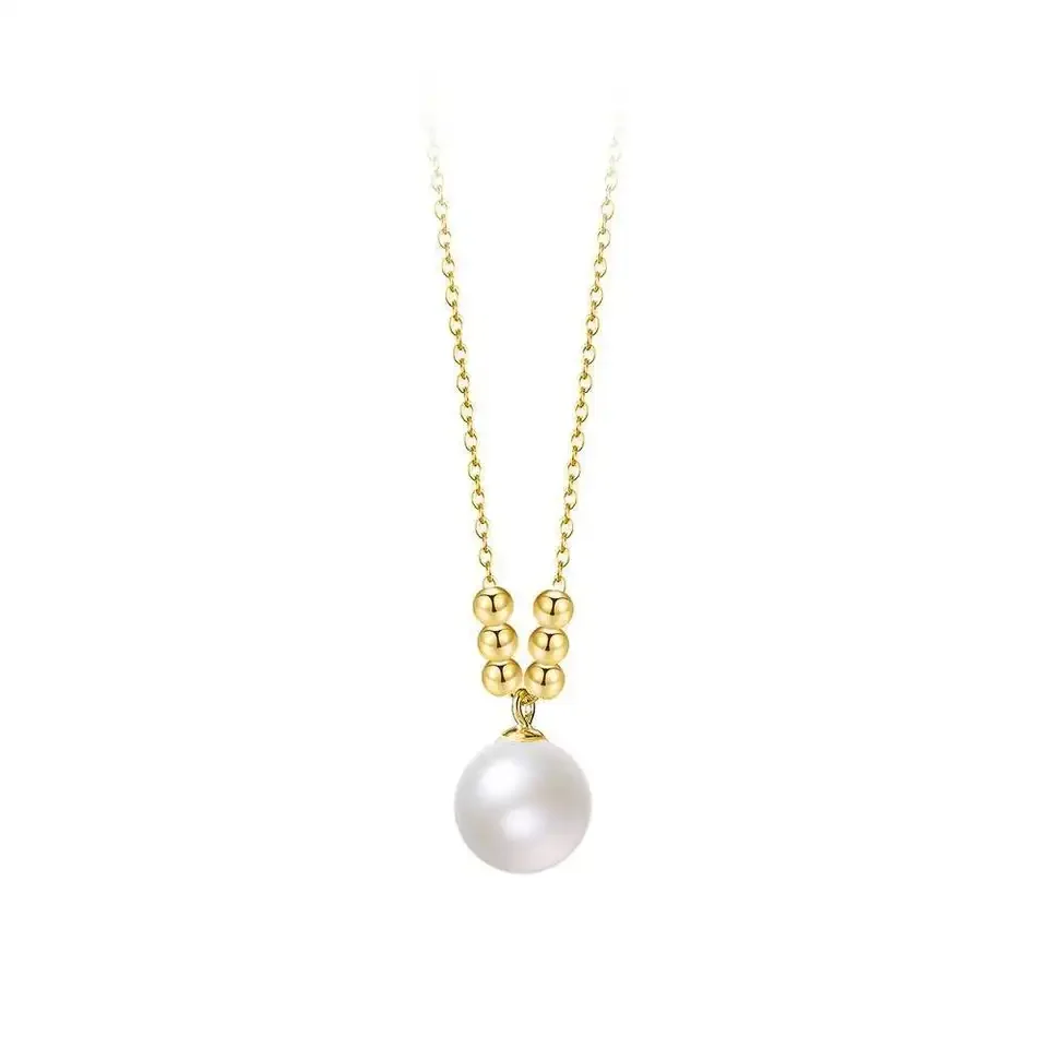 

New Trendy Dainty 925 Sterling Silver Jewelry Set 18K Gold Plated 11 Kinds Geometric Pearl Pendant Necklace