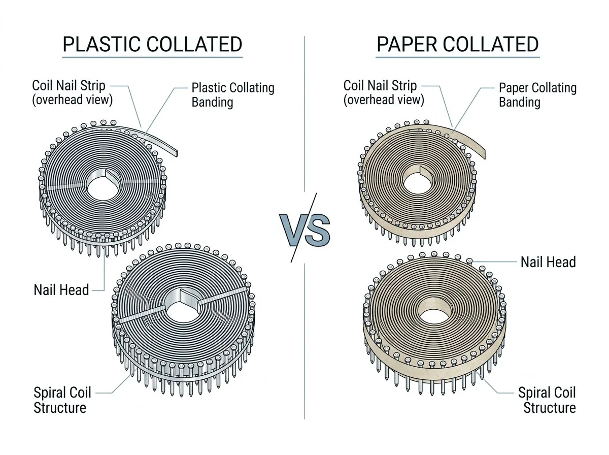 Plastic collated vs paper collated coil nails comparison