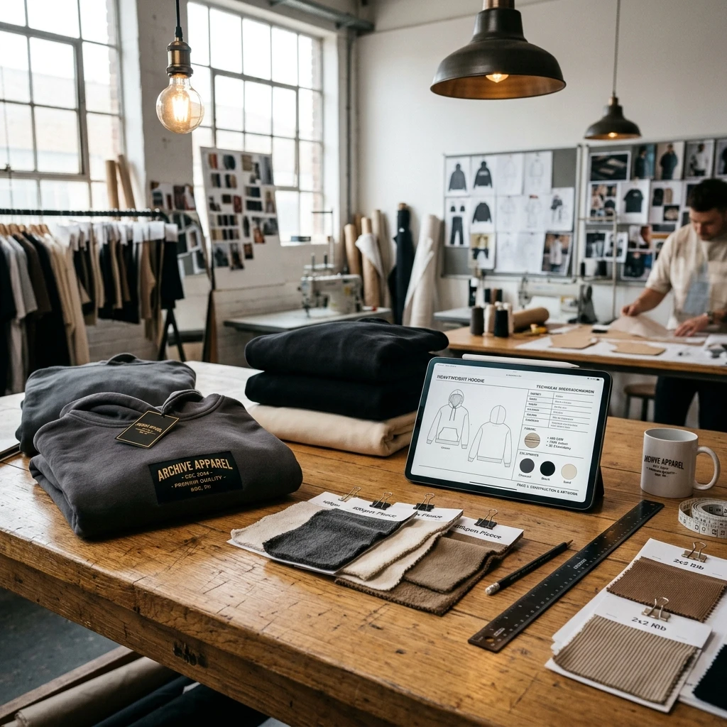 Streetwear Manufacturing Tech Pack and Fabric Swatches