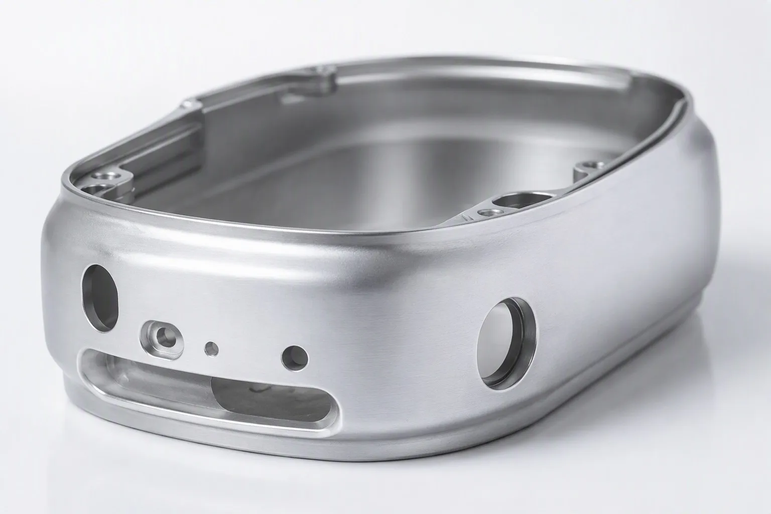 Custom deep drawn metal enclosures - high-precision seamless brushed aluminum housing for medical devices, engineered by DeepLink Metal Fab.