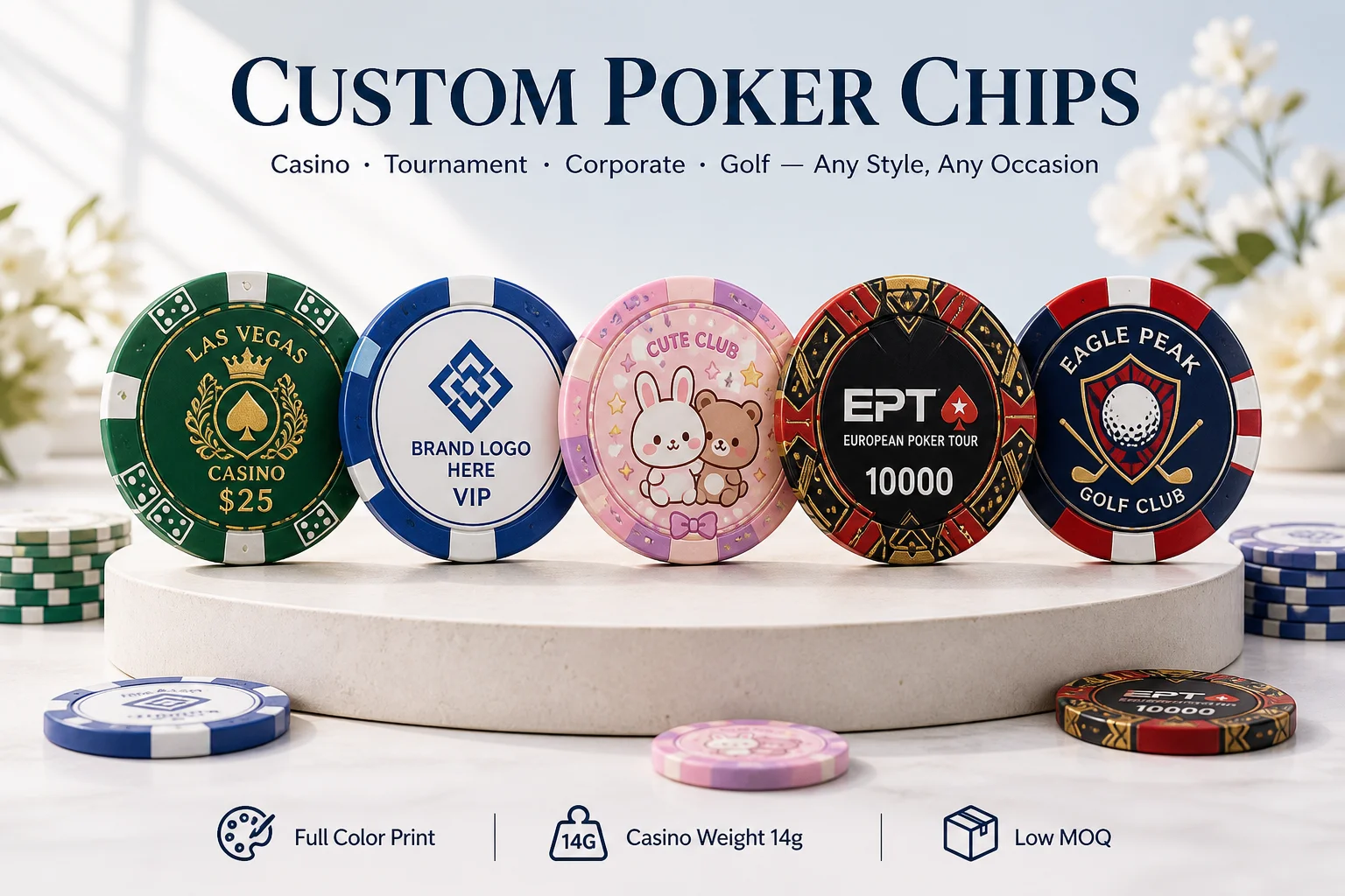 Custom Poker Chips Multi-Style Variety Showcase