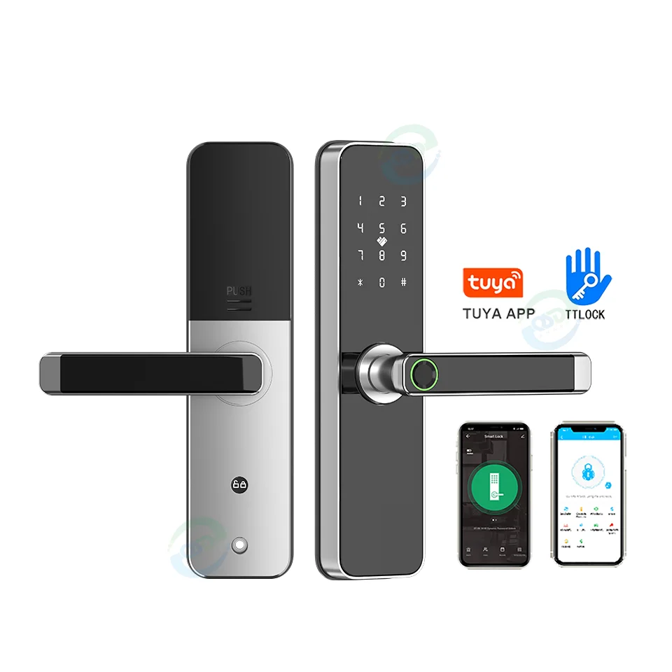 

TTlock Intelligent Cerradura Fingerprint Door Lock Tuya WiFi App fechadura Electronica Handle Digital Smart Door Lock