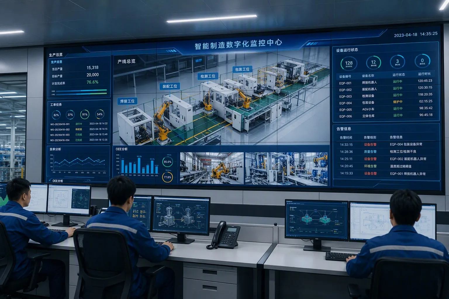 Modern Smart Factory Command Center with Veeluame LCD Wall