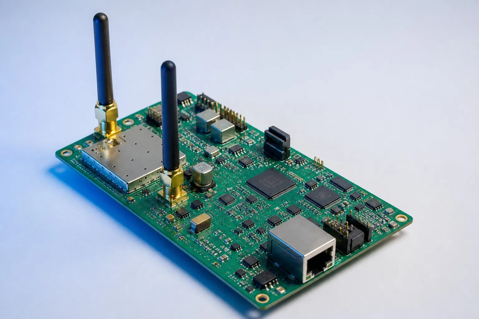 Communication circuit board with RF components