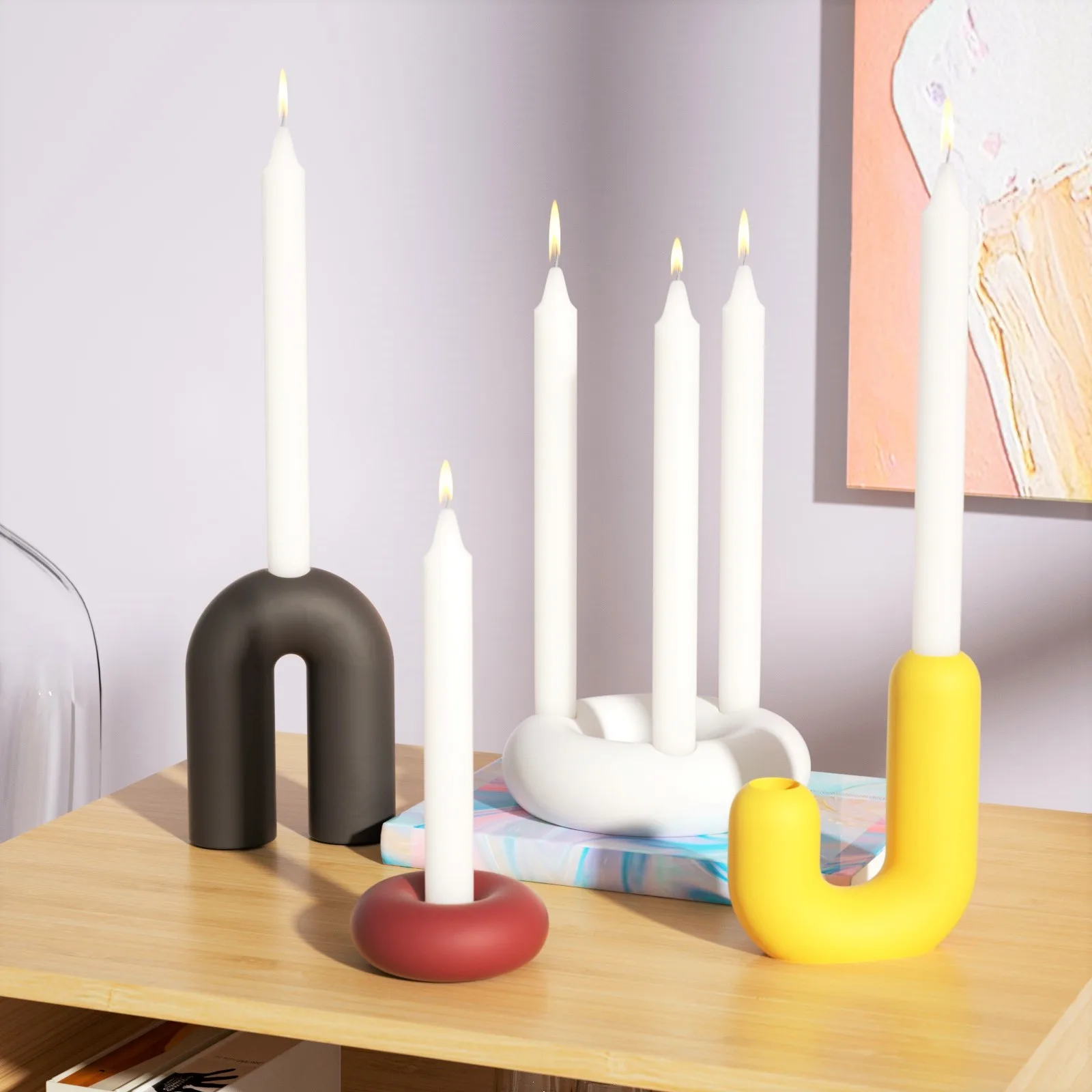 Nicole Geometric Shape Eco-Friendly CE Certified Silicone Candlestick Holder Molds for Cake Tools Home Decoration