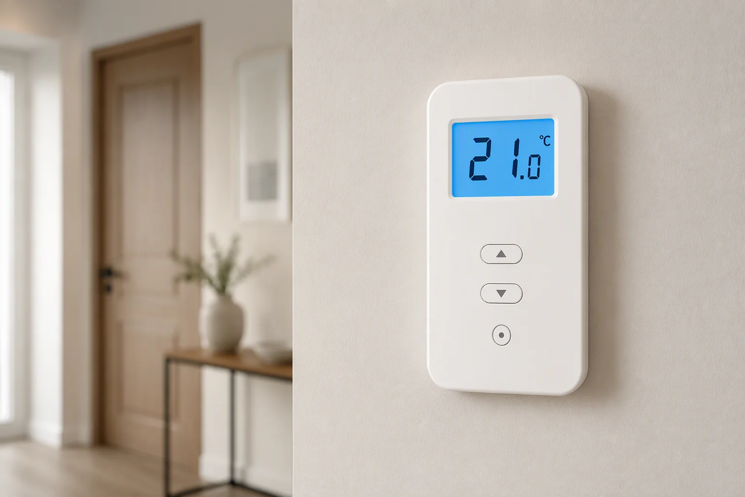 Vertical screen central temperature controller in use