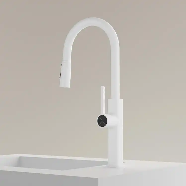 Pure White Pull Down Faucet Model 107 B1K-W Material Detail pure-white-pull-down-faucet-detail