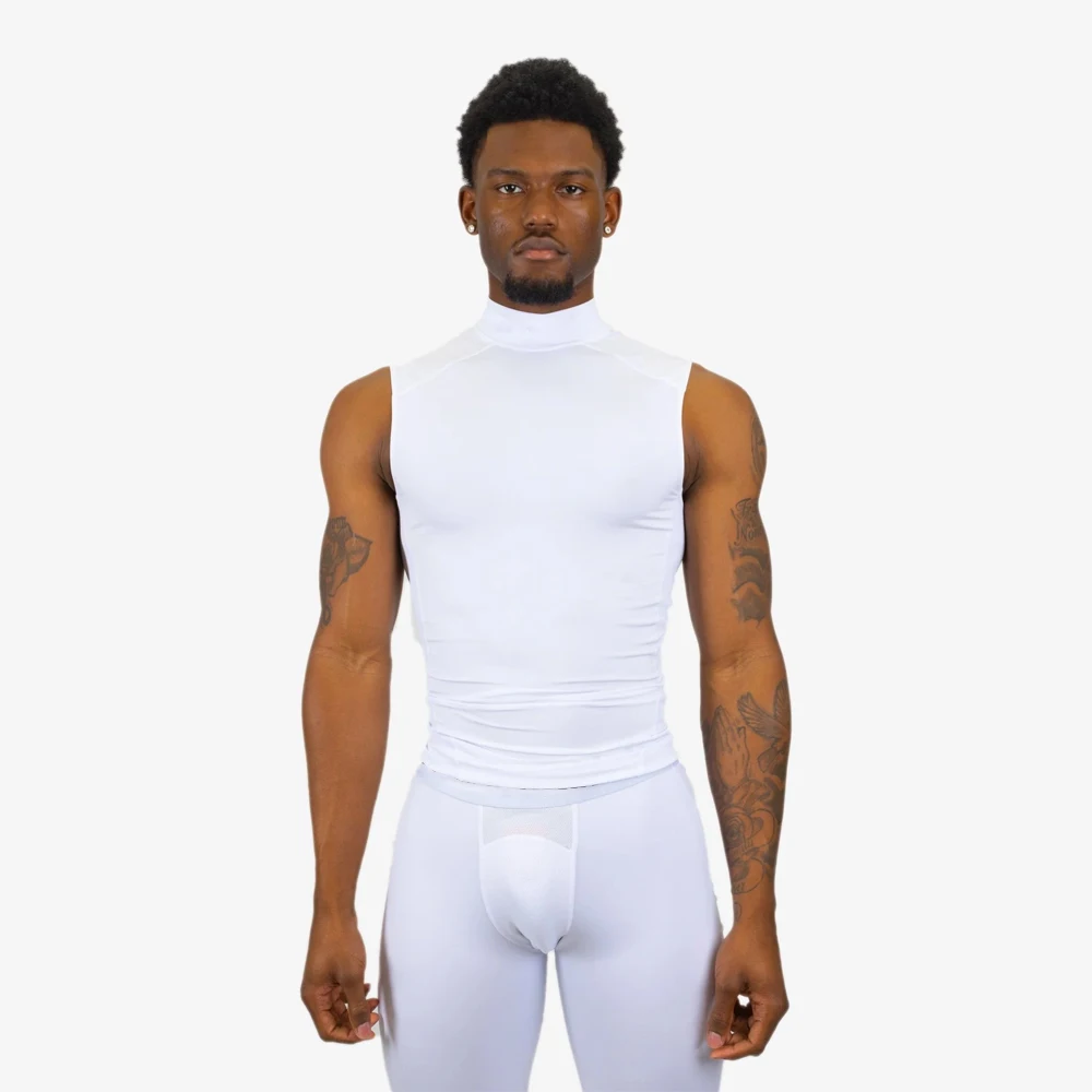 高领无袖弹力男士运动Tank Top