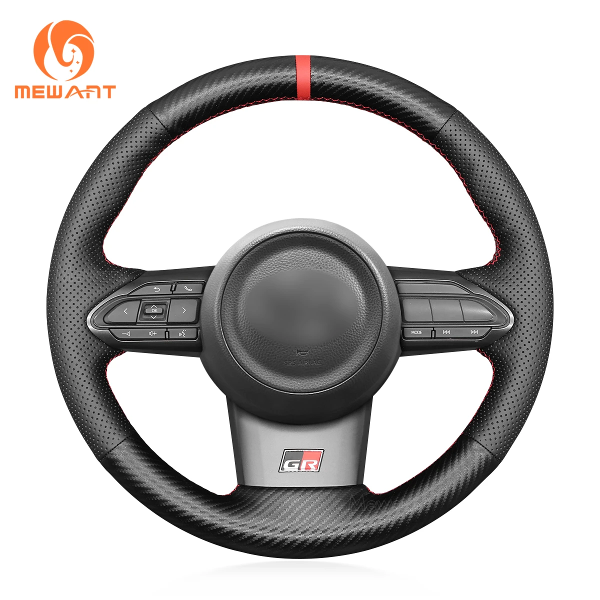 

Customized Available Durable Leather carbon fiber Hand Sewing Steering Wheel Cover Wrap for Toyota Yaris GR 2020 2021 2022