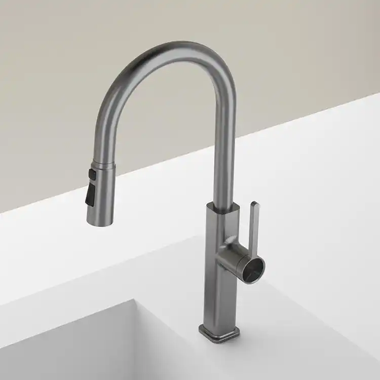 gunmetal-grey-pull-down-faucet-perspective-view