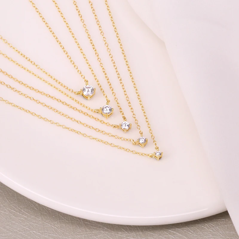 CANNER Simple Temperament S925 Sterling Silver Clavicle Chain 2/3/4mm Zircon Pendant Short Choker Necklace Hot Trendy