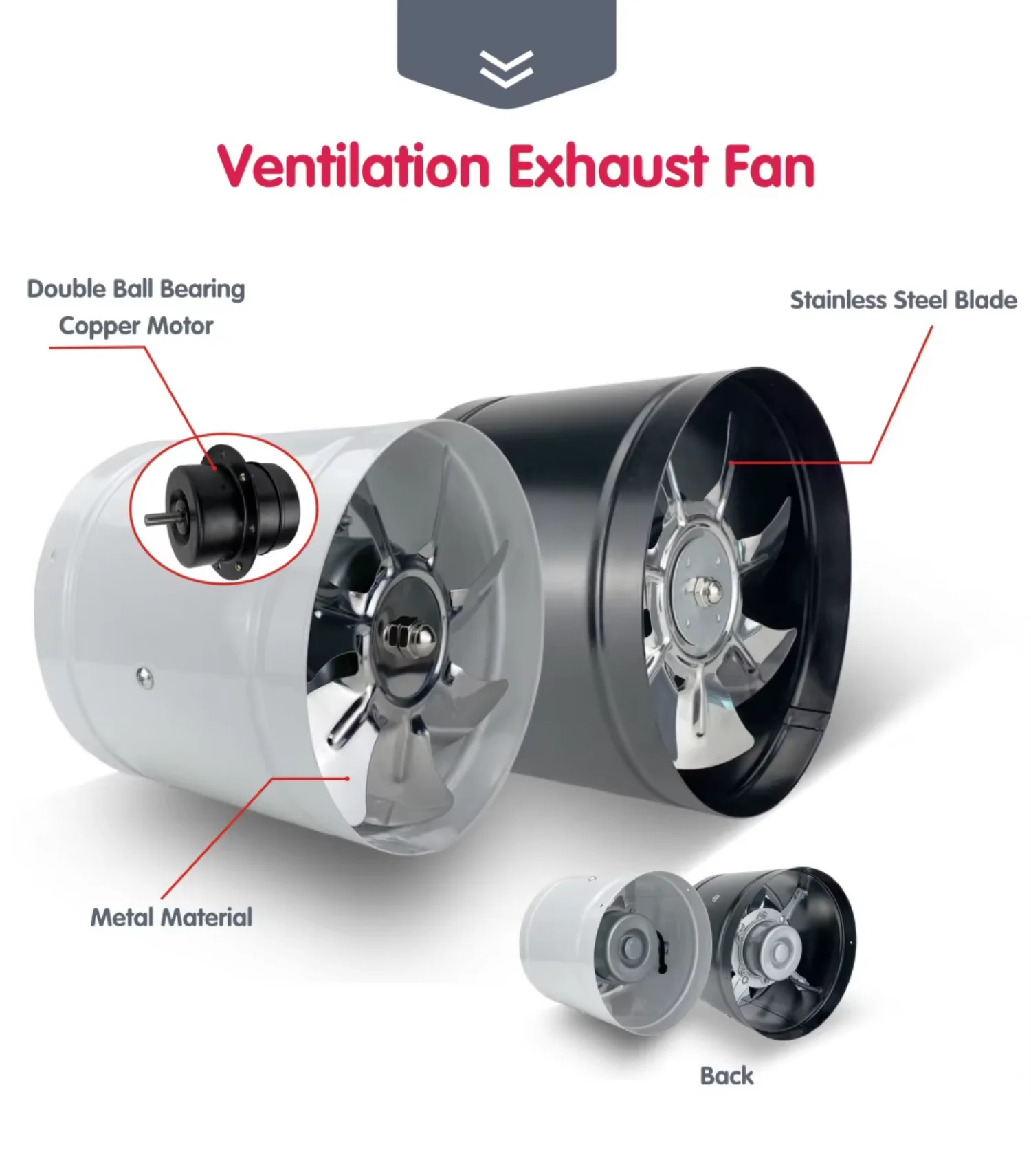 Inline Duct Exhaust Fan, Wall, Stainless, Steel, 4-12 - detail 6
